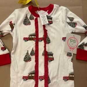 NWT Posh Pickle Company Christmas Tree Pima Cotton Pajamas 24m